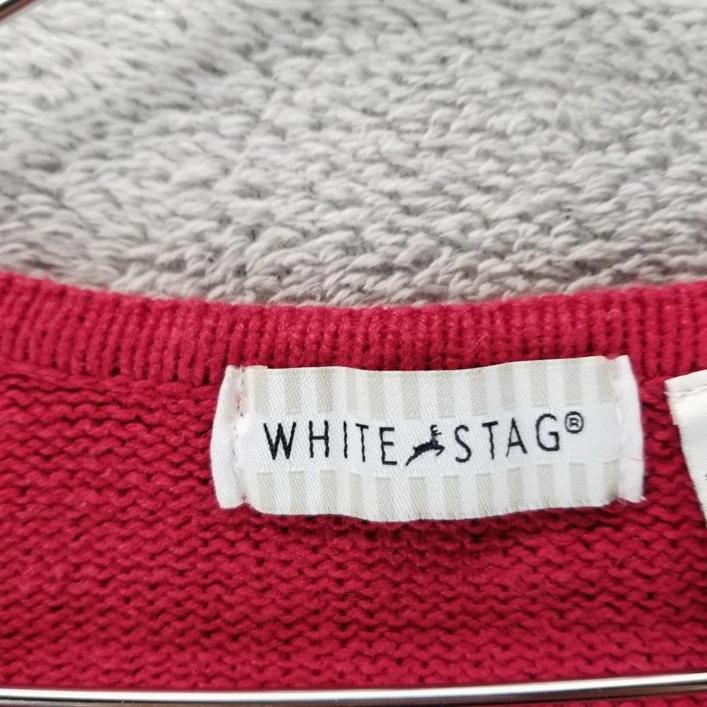 White Stag Sweater Womens‎ XL Red Penguin Christmas Cardigan Holiday Storybook